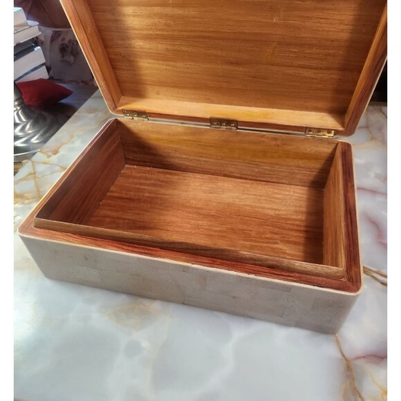 Maitland-Smith Post Modern Tessellated Stone Cedar Lined Hinged Jewelry Box/Humi - Picture 5 of 8